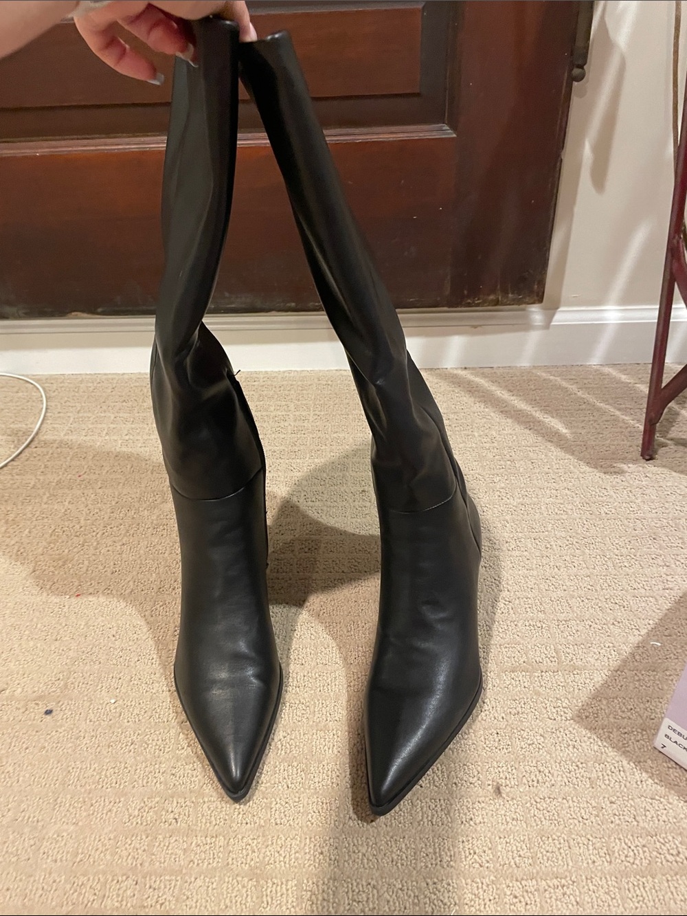 Madden Girl debut Black Pointed-Toe Kitten Heel Boots